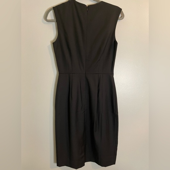J CREW Wool Sheath Ruffle Dress Black Round Neckline Back Zip Lined SZ/0 - Picture 5 of 10